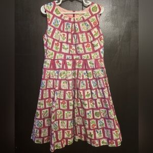 Mini Boden Seed Packet Dress Size 7-8. Floral Patchwork Dress- Fully Lined